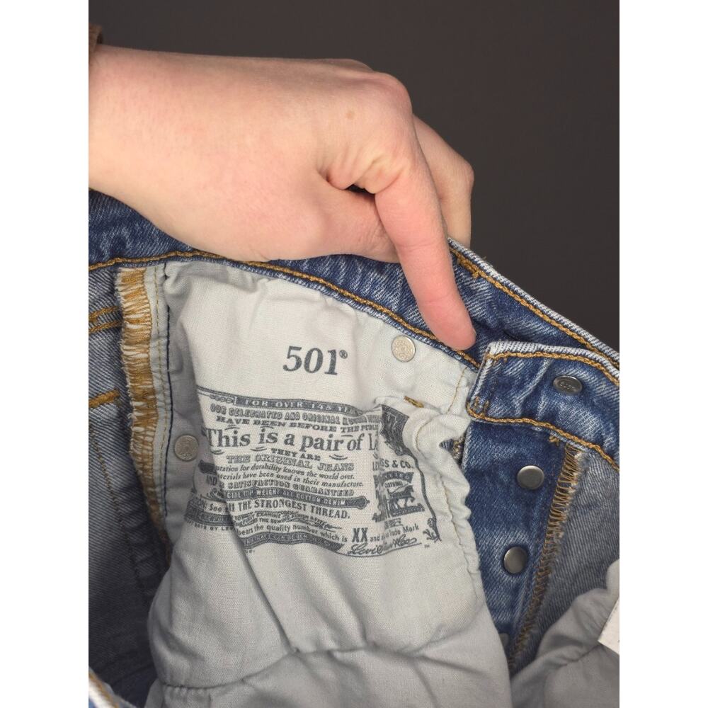 Levi's 501 S Skinny Jeans Womens 25x30 Distressed Raw Hem Denim Button-Fly - Picture 3 of 5